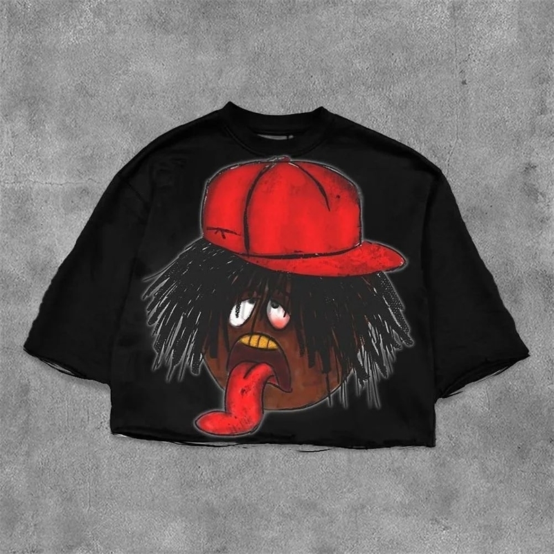 Hip Hop Men Crew Neck Top Short Sleeve T Shirt Gothic High Street Casual Prints Suitable for All Seasons Loose Fitting Plus Size y250225