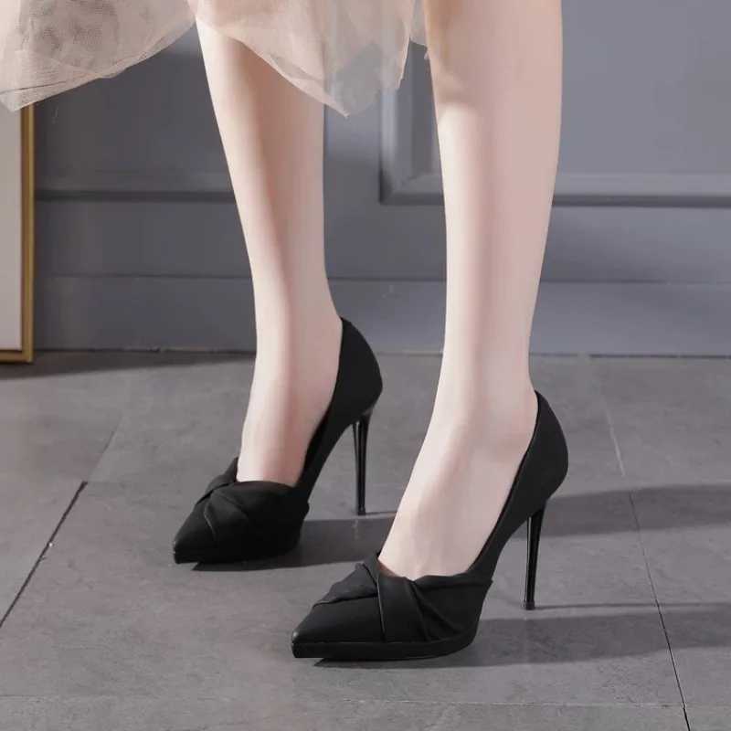Wens Slim Heel Shoes Spring New Pointed Shallow Mouth Thick Sole Anti-slip Wear-resistant High H Y250304