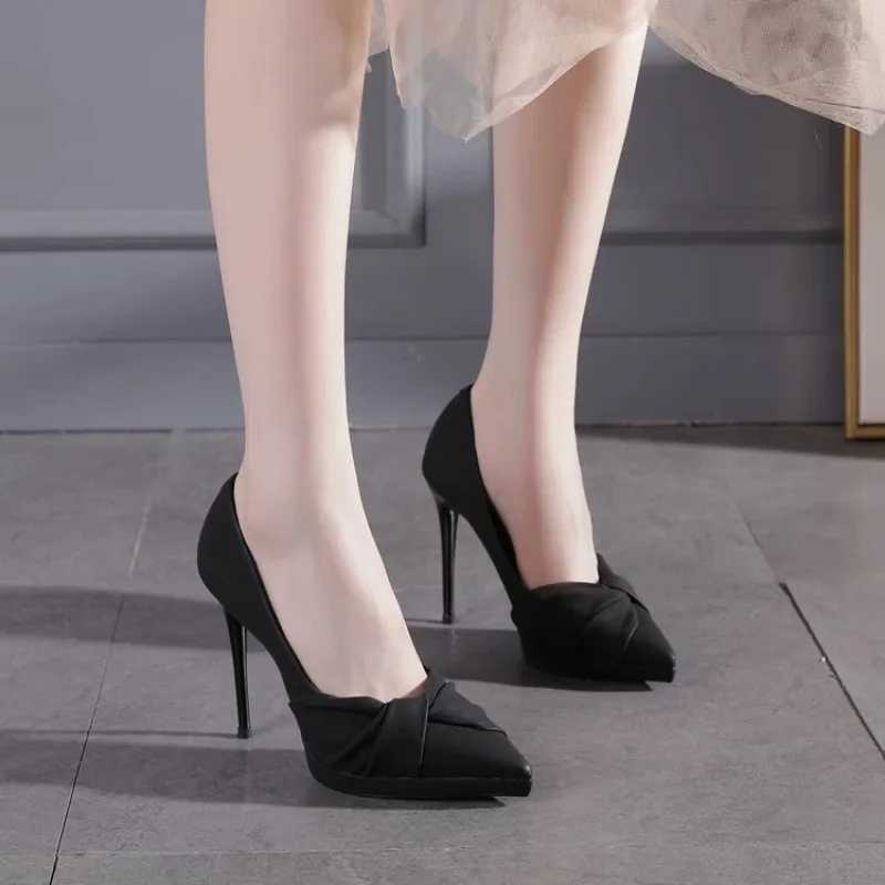 Wens Slim Heel Shoes Spring New Pointed Shallow Mouth Thick Sole Anti-slip Wear-resistant High H Y250304