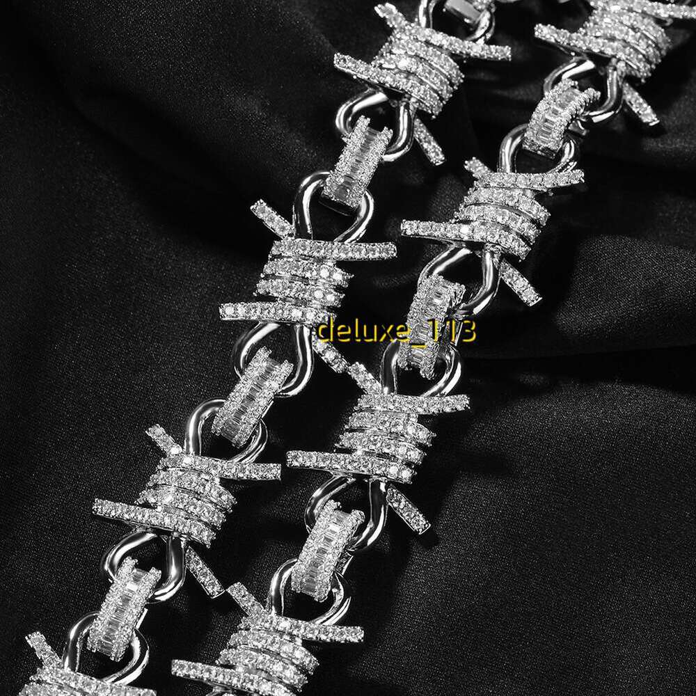 19mm Hip Hop Punk Mens Thorns Cuban k Chain Necklace Bracelets 5A Moissanite Men Heavy Jewelry