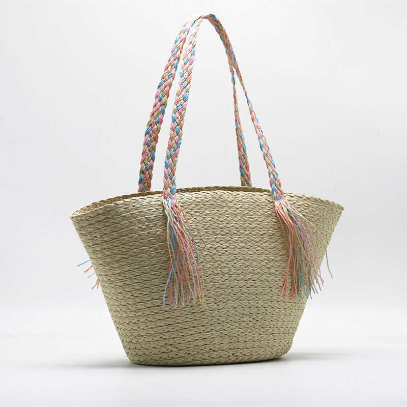 New Paper Straw Woven Bag, Single Shoulder Ribbon Woven Bag, Beach Bag, Commuting Bag 250315