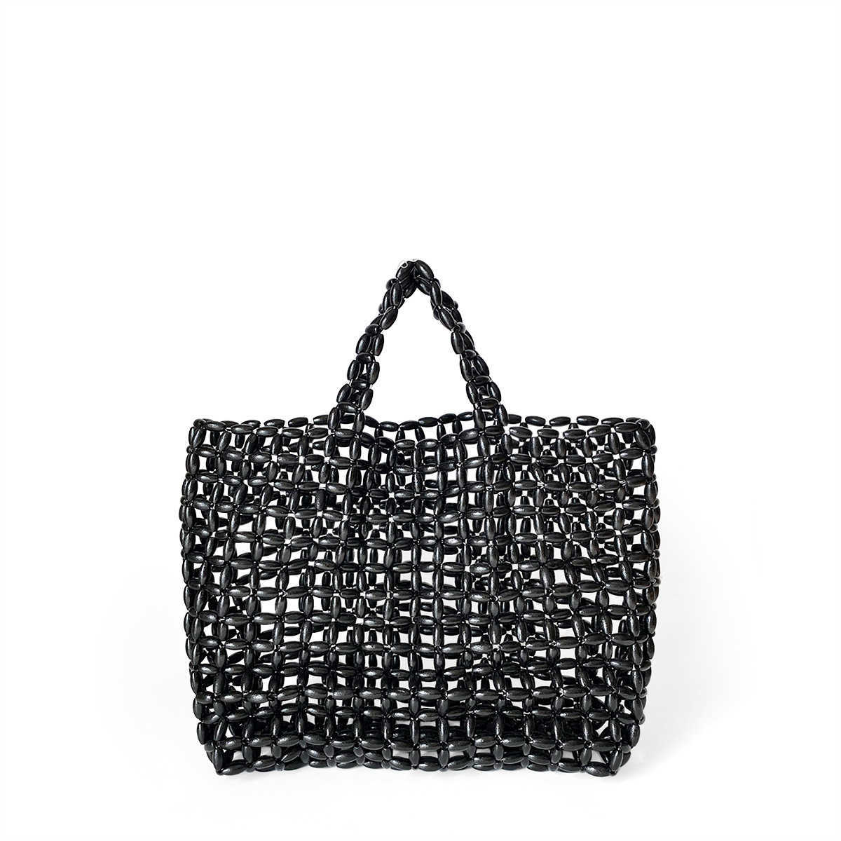 Korean Ins Niche Design Wooden Bead Bag Hand Woven Bag Armpit Bag Shoulder Bag Hollowed Out Bag Vacation Beach Bag 250315