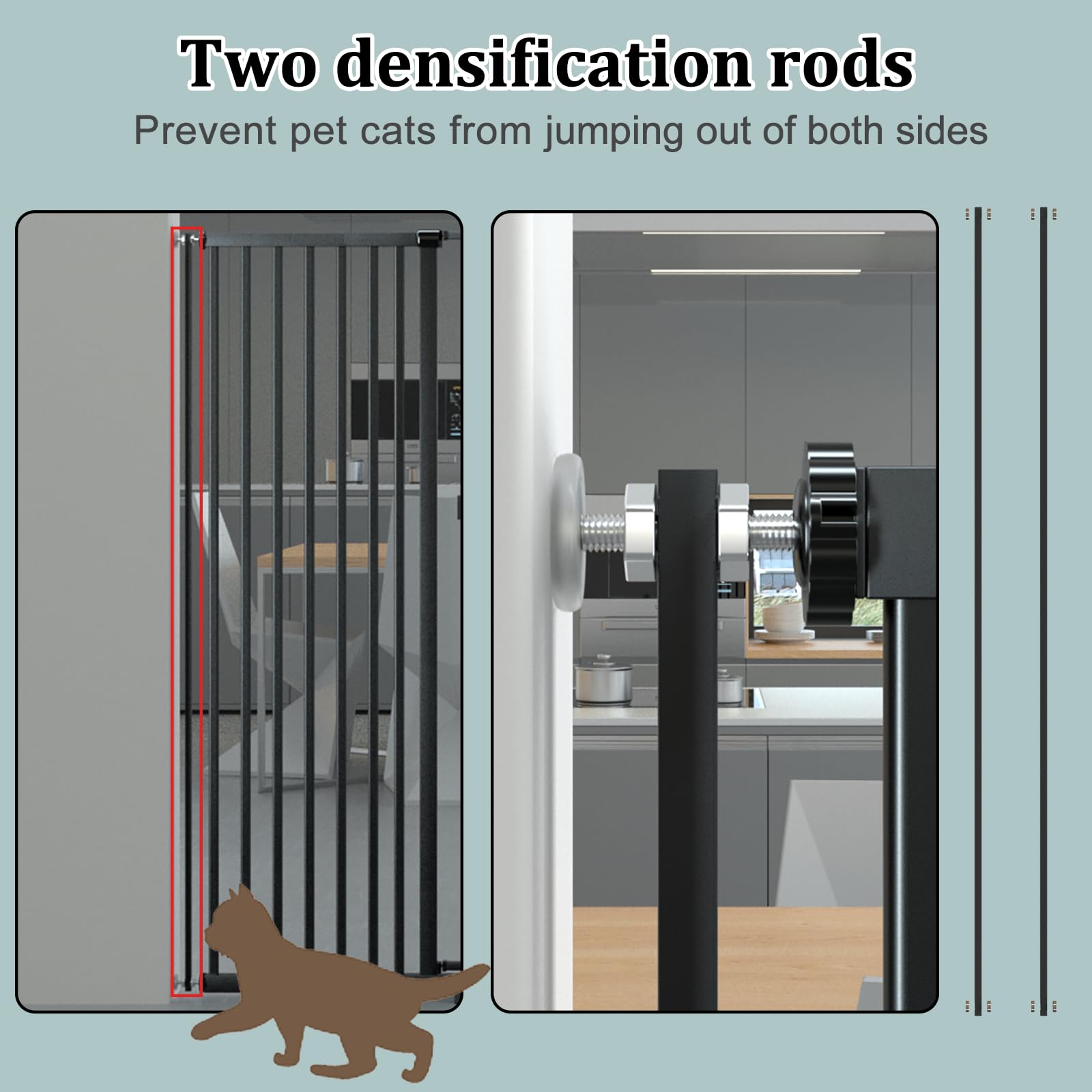 Extra Tall Cat Gate Wide Pressure Mounted Tall Gate Metal Black Dog Pet Cat Tall Gates for Doorways