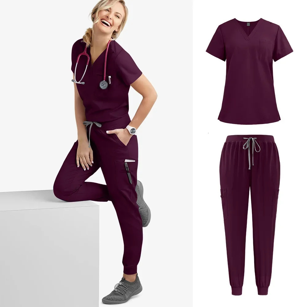 Slim Fit Nurses Uniforms Scrubs Sets Women Scrubs Tops Pant Hospital Doctors Clothing Dental Clinic Lab Salon Workwear 250304