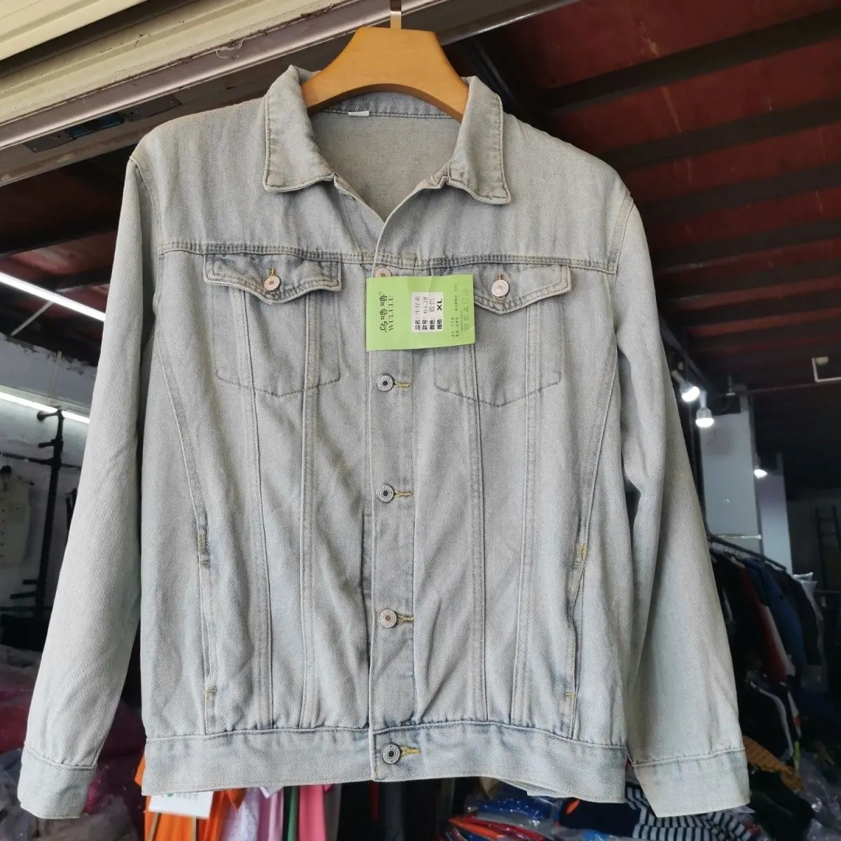 American street mens light colored washed springsummer denim jacket retro color fashion Versatile Top 250225