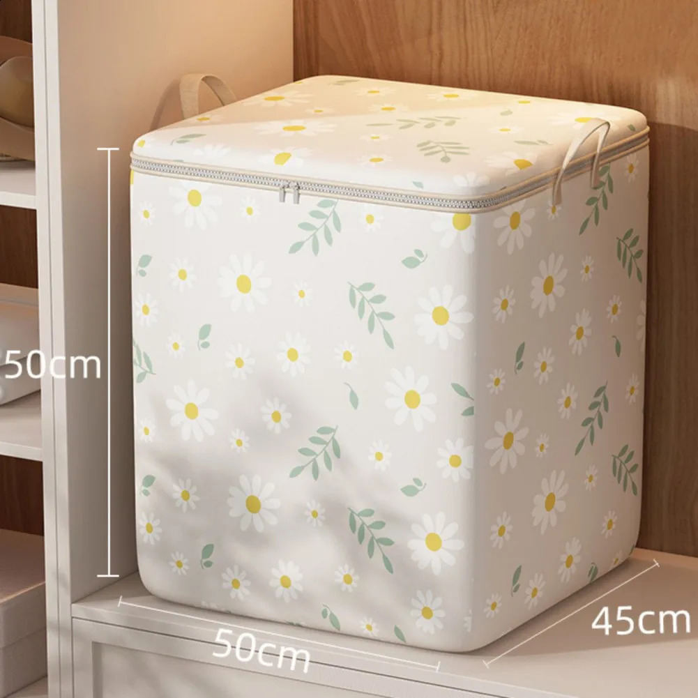 Ship from US Quilt Storage Bag Large Capacity Daisy Clothes Box DustProof MoistureProof Fabric Moving 250305FBB