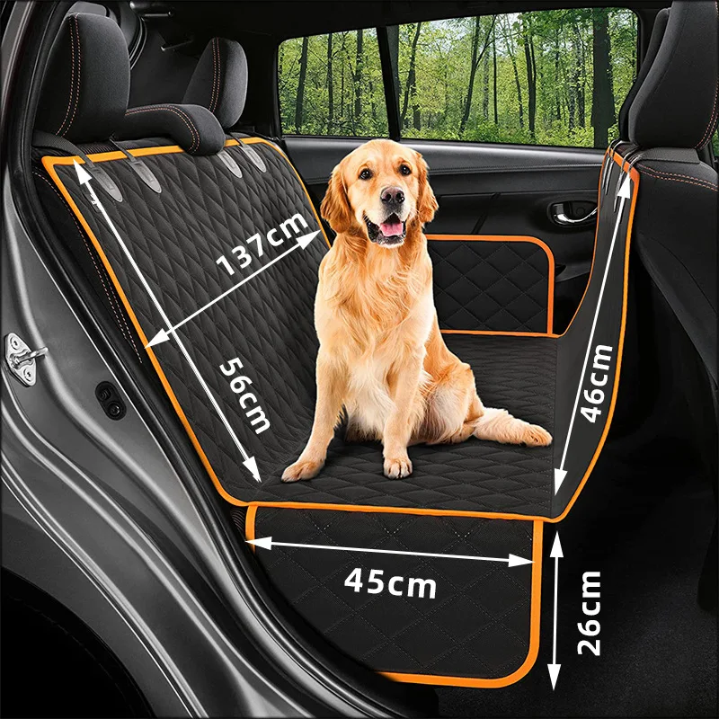 Black 600D Heavy Duty Scratch Proof Nonslip Soft Dog Hammock for CarTruck Back Seat Extender for Dogs Dog Car Seat Cover