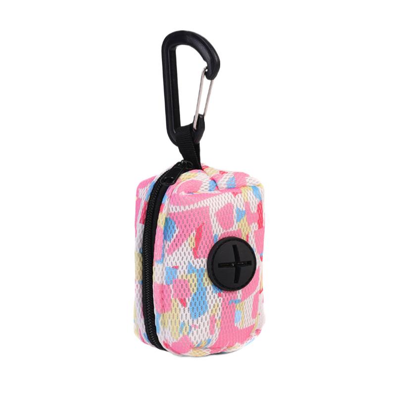 Dog Poop Bag Holder Portable Dog Bag Holder Zipper Pouch Pet Waste Dispenser With Carabiner Pet Accessories For Outside Walking