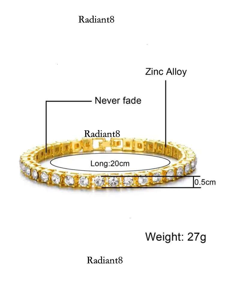 1 Row 5mm Round Zirconia Tennis Bracelet For Women/men 8/9/10inch Rhie Chain Gold Color Black Red Hip Hop Wedding Jewelry