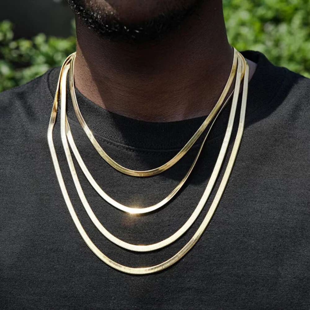 Hip Hop Snake Chain for Men New Fashion Stainless Steel Sier Color Necklace Jewelry Accessories Party Gift