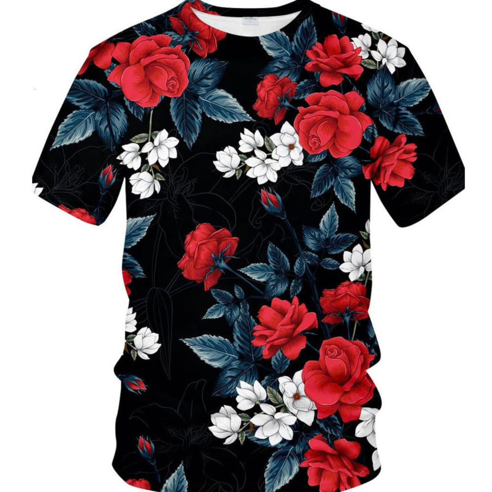 Mens T shirt 3D Rose Casual T-Shirt Floral Flower Pattern Novelty Tshirts for Mens Womens tee Casual tops summer clothes Plant pattern