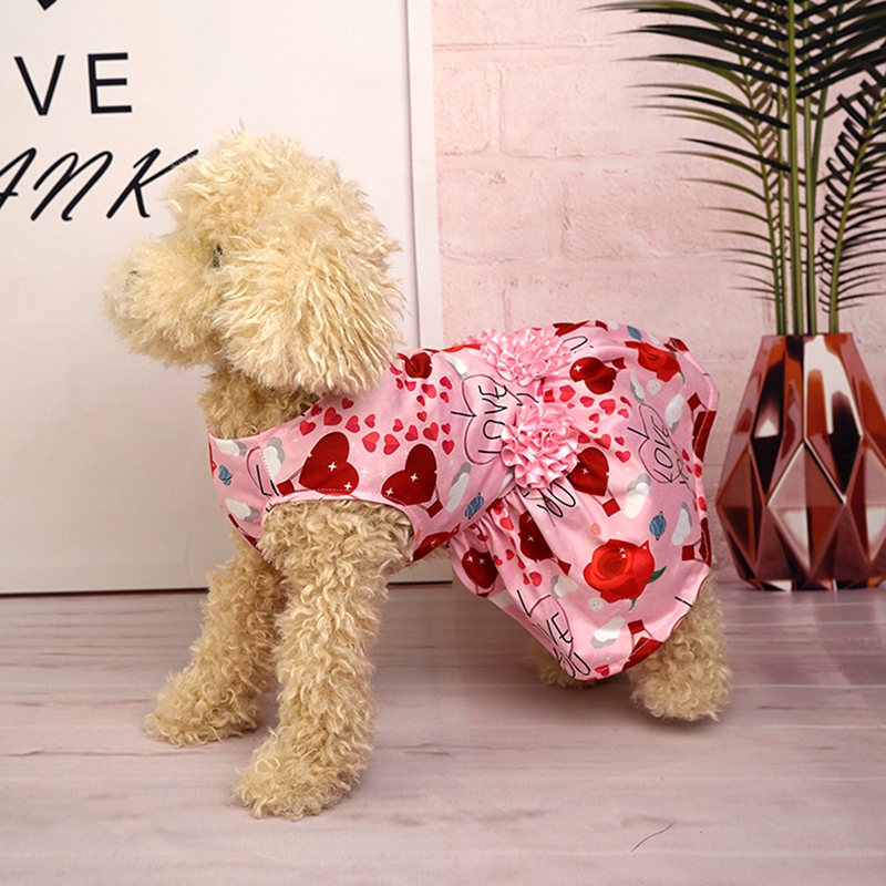 Elegant Floral Rose Print Dog Dress, White Background with Red and Pink Roses, Chic Fashion Spring Summer Puppy Skirt Pet Outfit