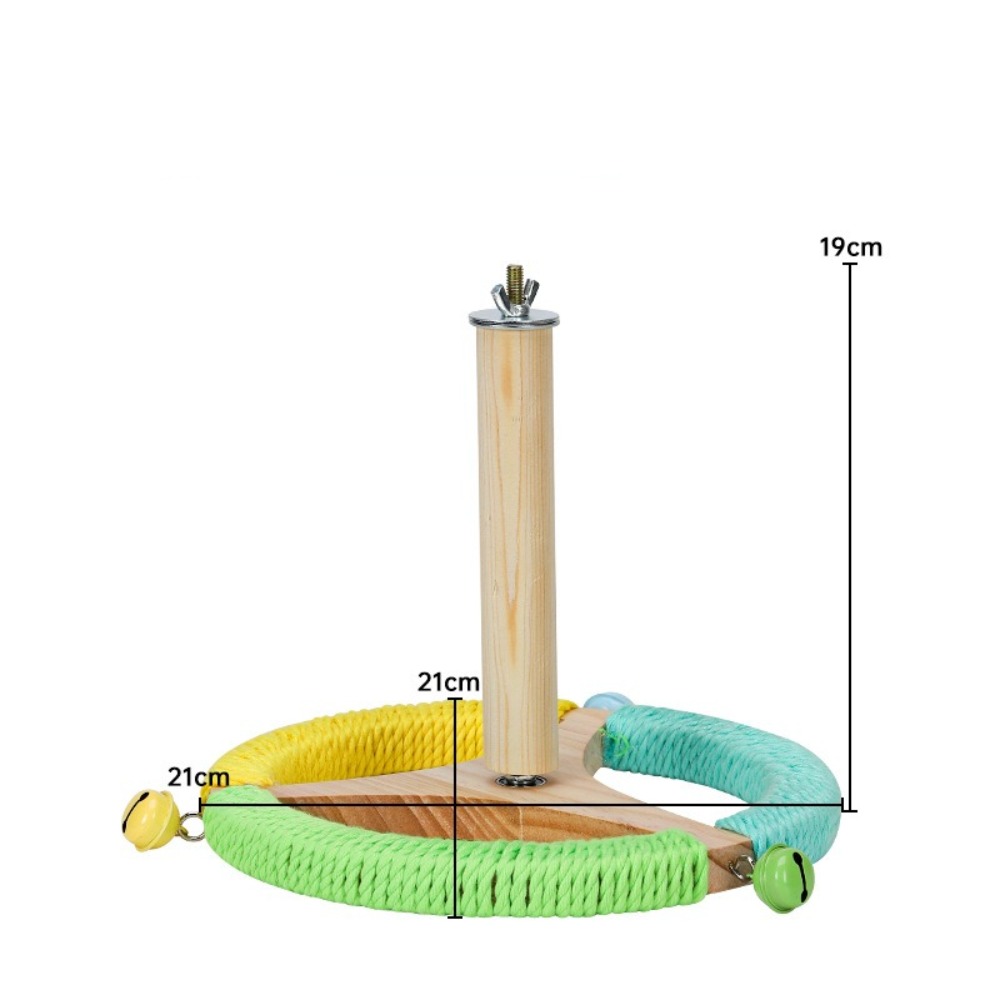 Funny Wood Parrot Rotating Stand Portable Detachable Bird Training Stand Rotatable with Bells Bird Perches Bird Cage
