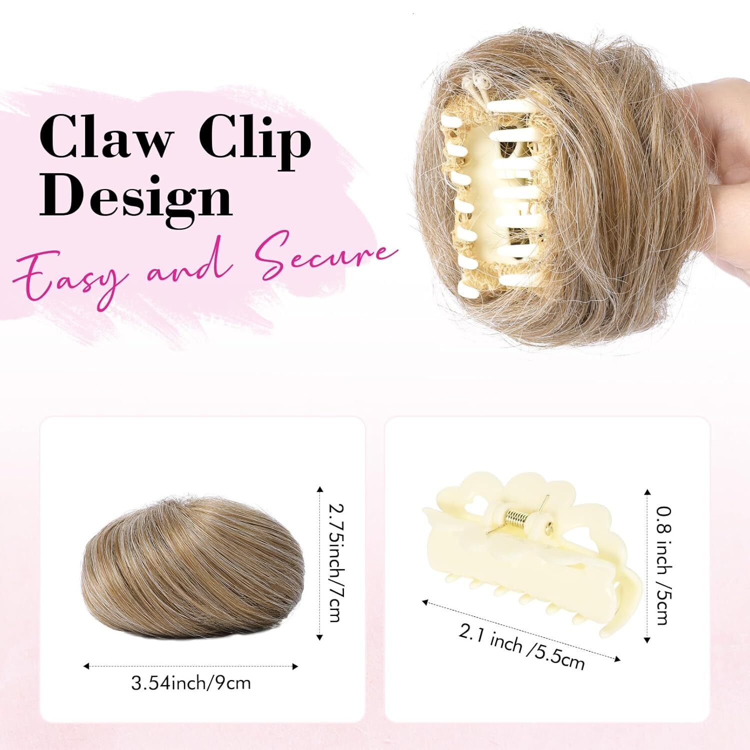 REECHO Space Bag Hair Piece, 2 mini claw clip messy Cat's ears (Steamed cat-ear shaped bread) extensions HB001 accessories Updo hair piece for wo