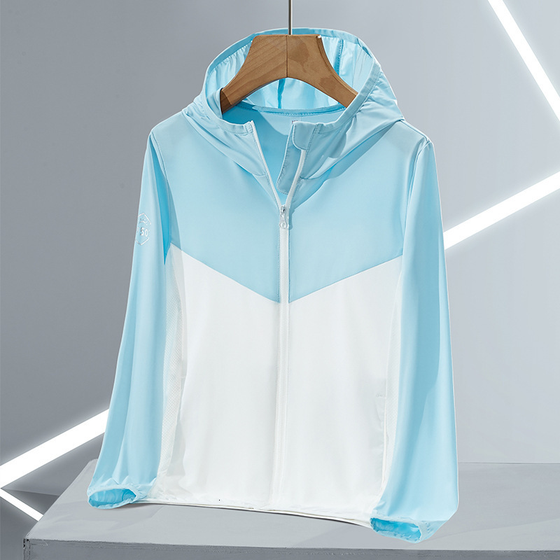 tracksuit Children's high elasticity hooded patchwork breathable one size fits all sports jacket parent-child sun protection clothing