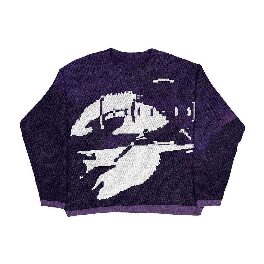 New street loose pullover sweater, personalized casual round neck, autumn frozen warm sweater