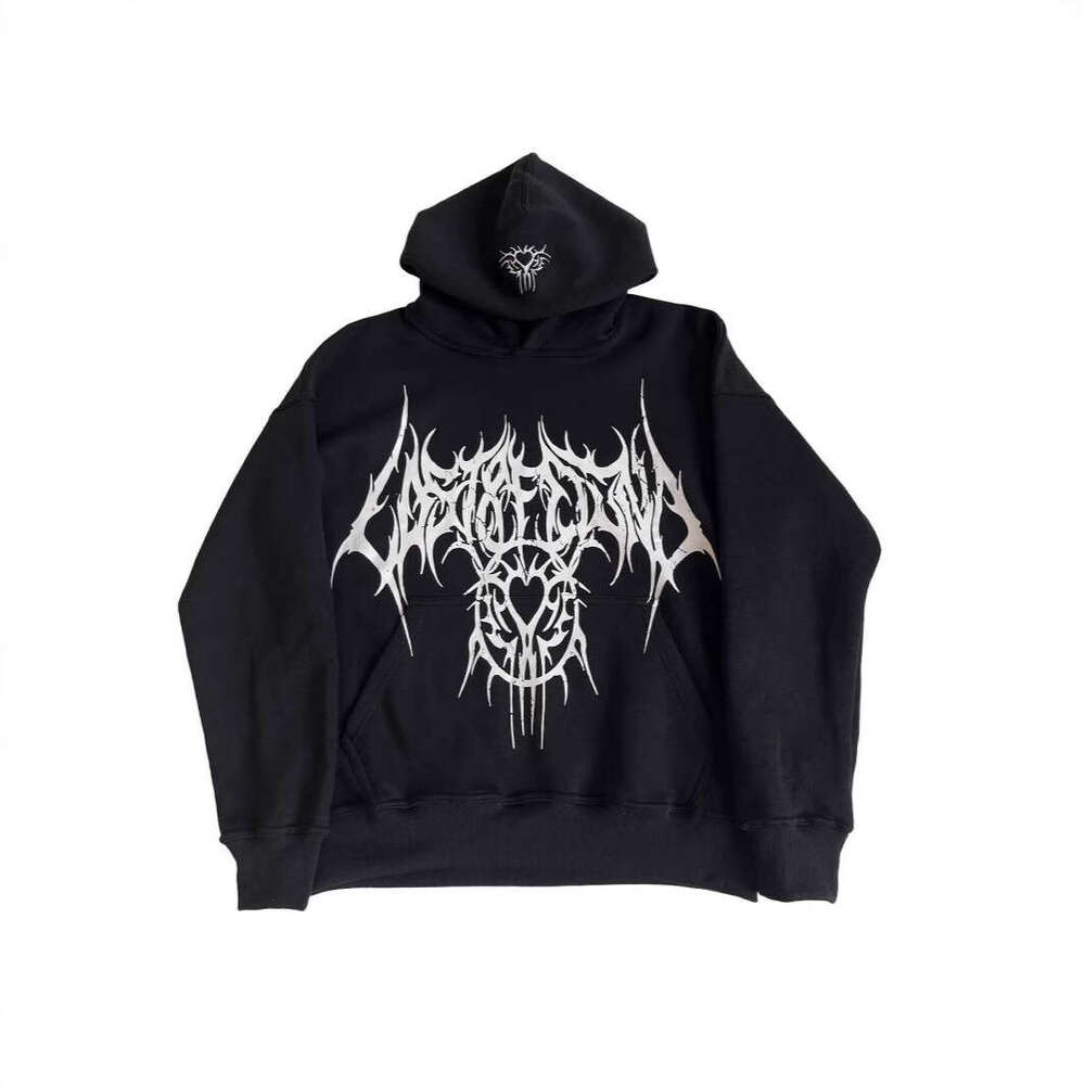 Y2K Dark Wind Creative Printed Design Rock Punk High Street Hoodie Long Sleeve Top