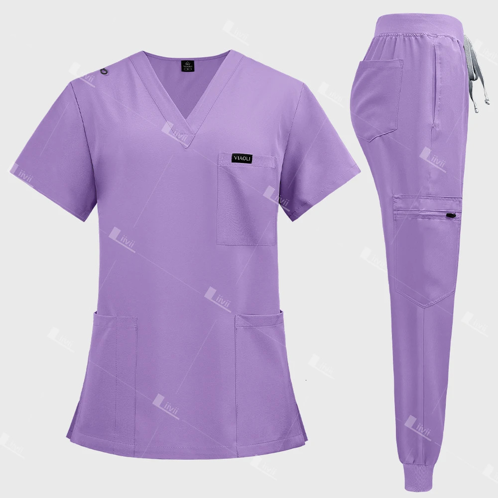Fashion Uniforms Scrub Set Doctor Nurse Clinical Workwear Nursing Suit Beauty Spa Work Clothes Scrubs Top Pants 250304