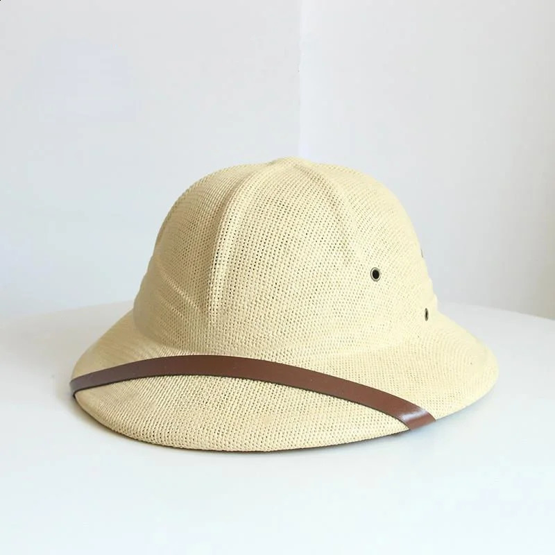 Fashion Vietnam War Army Hat Women Men British Explorer Straw Helmet Summer Boater Bucket Sun Hats Unisex Jungle Miners Cap 250303