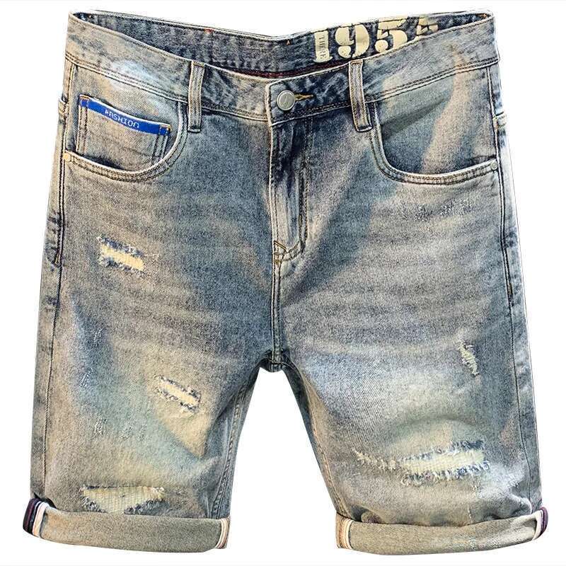Denim Men's Summer Straight Ripped Thin And Breathableinsfashion Brand Casual Simple All-Match Pirate Shorts