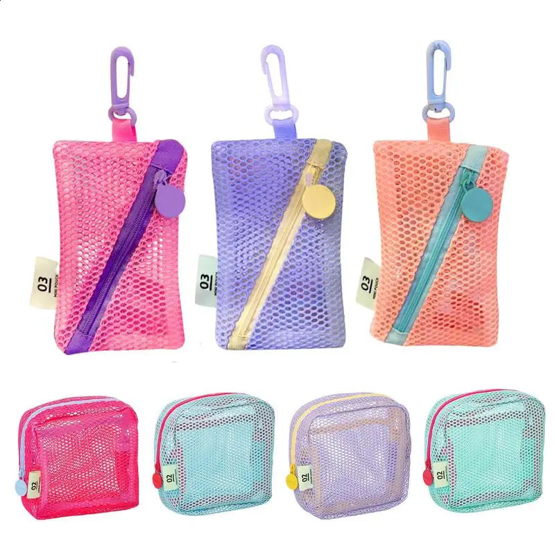 Ship from US Storage Bag Mesh Cosmetic Portable Zipper For Cosmetics Mobile Phone Keys Tissue 250305FBB
