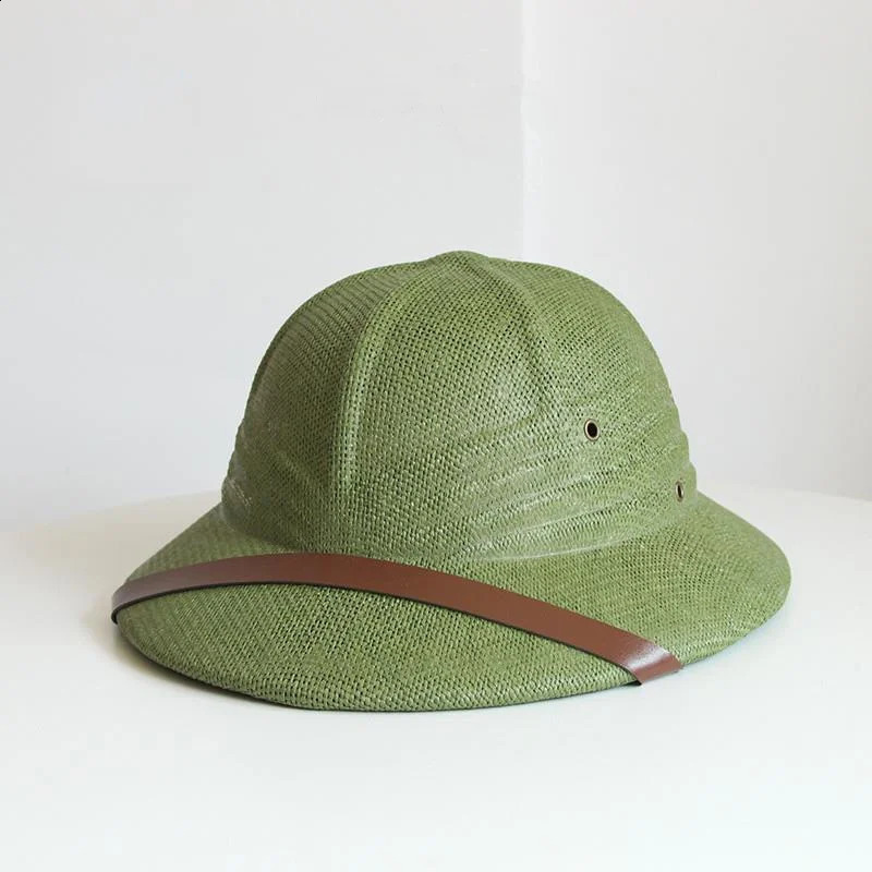 Fashion Vietnam War Army Hat Women Men British Explorer Straw Helmet Summer Boater Bucket Sun Hats Unisex Jungle Miners Cap 250303