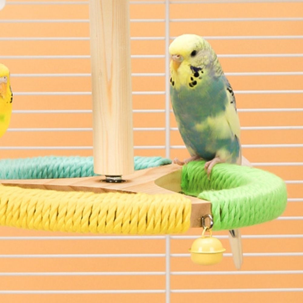 Funny Wood Parrot Rotating Stand Portable Detachable Bird Training Stand Rotatable with Bells Bird Perches Bird Cage
