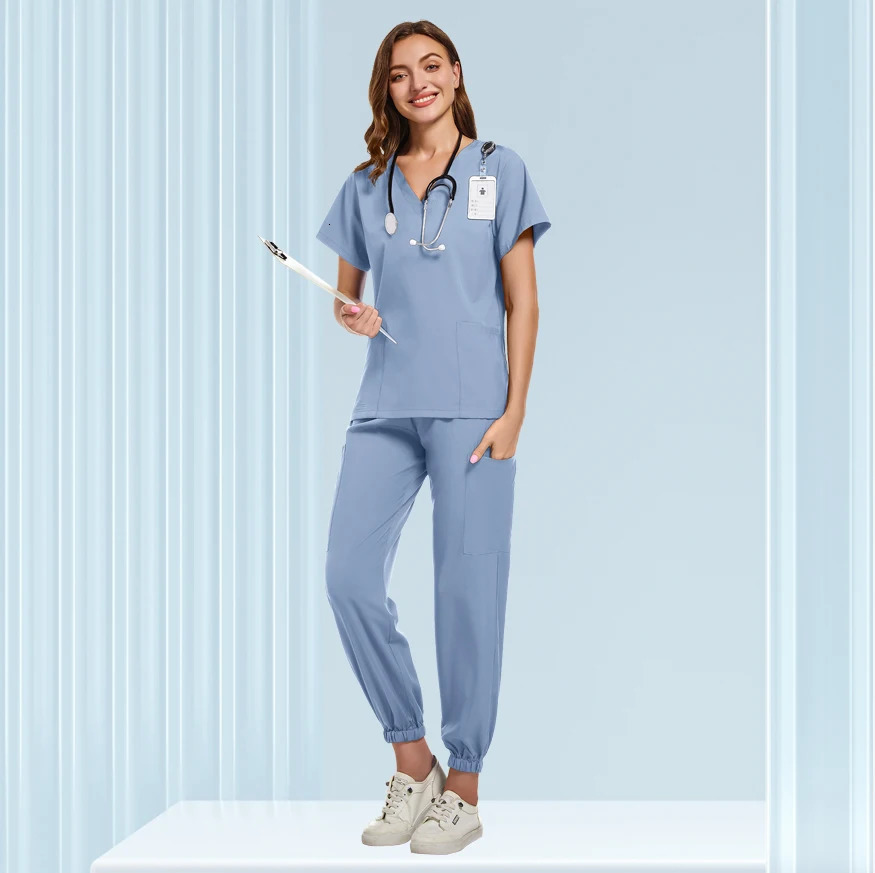 Unisex Doctor Uniforms Men Women Nursing Clothes Beauty Costume Nursing Scrubs Sets Dentist Workwear Clinical Tops Pants 250304