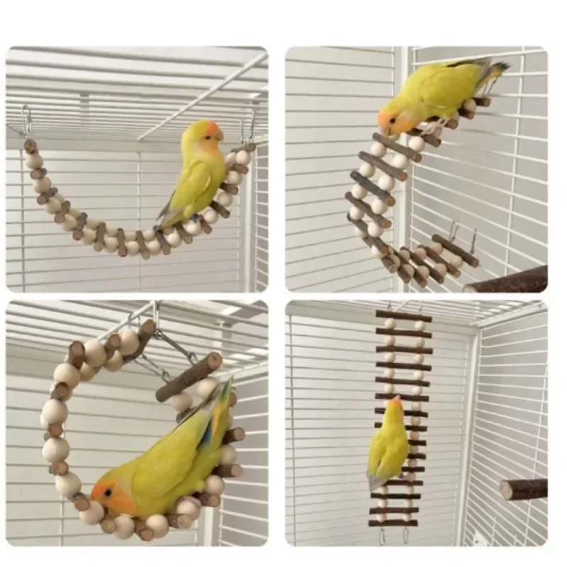 2025 new Xuanfeng Peony Toy Bird Apple Wood Climbing Ladder Flexible and Deformable Multi functional Parrot Stand