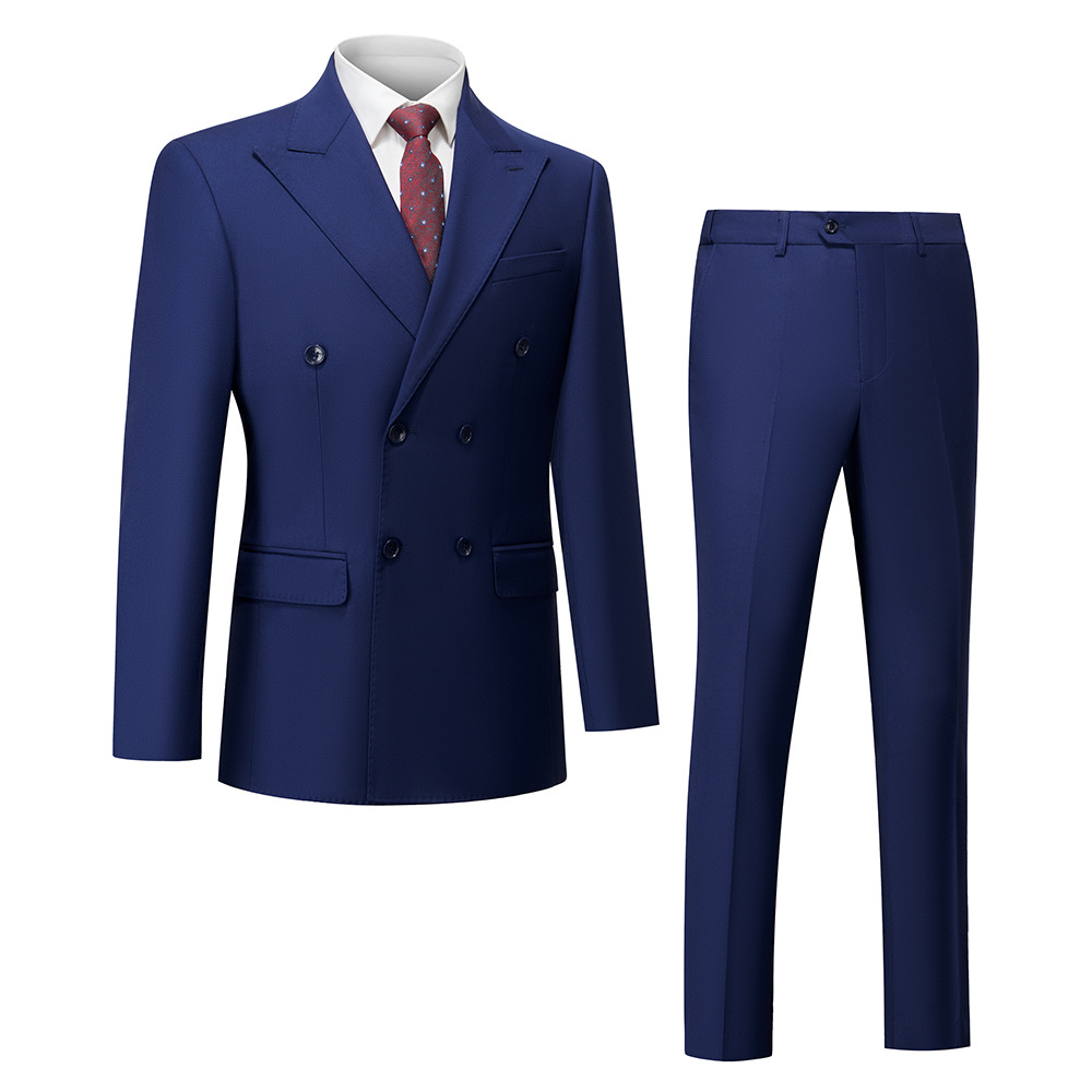 H236 Men's suit Korean style slim fit double breasted casual suit