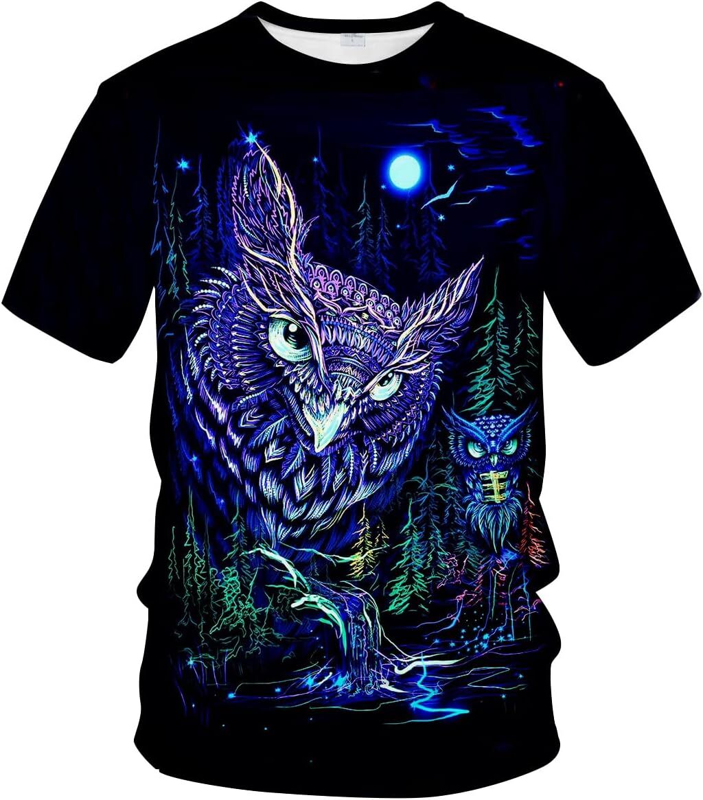 Mens T shirt Men's Novelty Tshirt Shirts Trippy Psychedelic Owl Graphic Fashion T-Shirt tee Casual tops summer clothes
