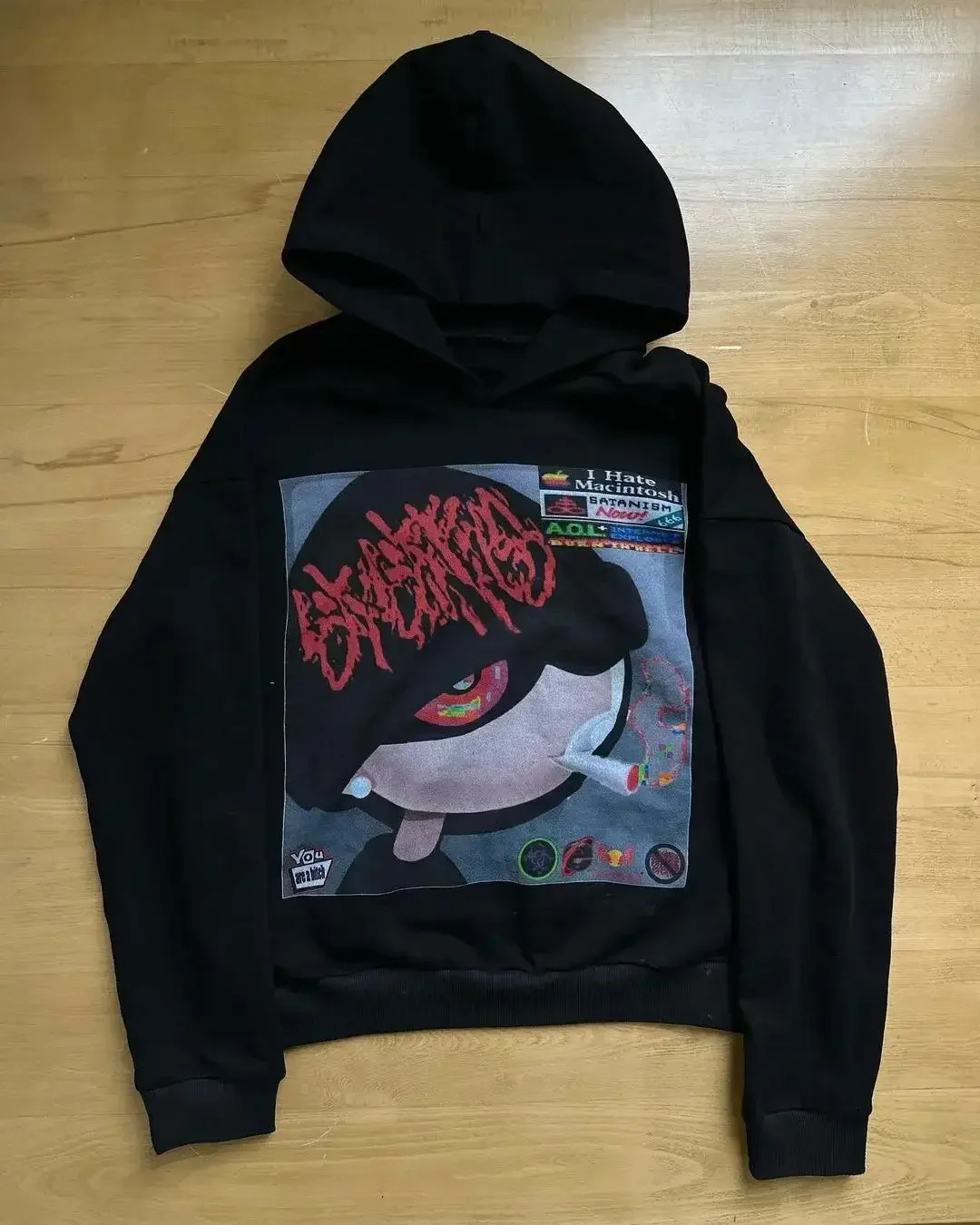 Harajuku Vintage Hoodie Plus Size Gothic Streetwear Top Trash Hoodie Ladies Couple 2000s Sweatshirt Gothic Y2k Clothes 250304