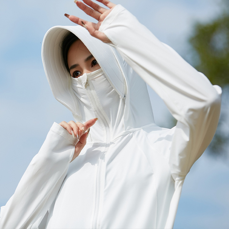 tracksuit Sunscreen clothes for women, made of original gauze with a cloud and ice like texture, detachable large brim, men's UV resistant UPF50+