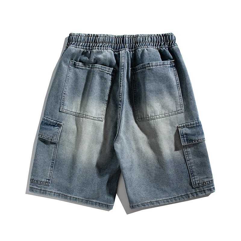 Summer Fashion Male Denim Shorts Vintage Nostalgic Loose Casual Short Jeans Elastic Waist Classic Mens Cargo Shorts StreetwearT250305