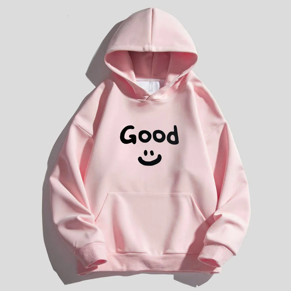 320 Of Grams Heavy Cotton Good Smiling Face Printed Vintage Hoodie Oversized Hip Hop Mens Womens Tops 250304