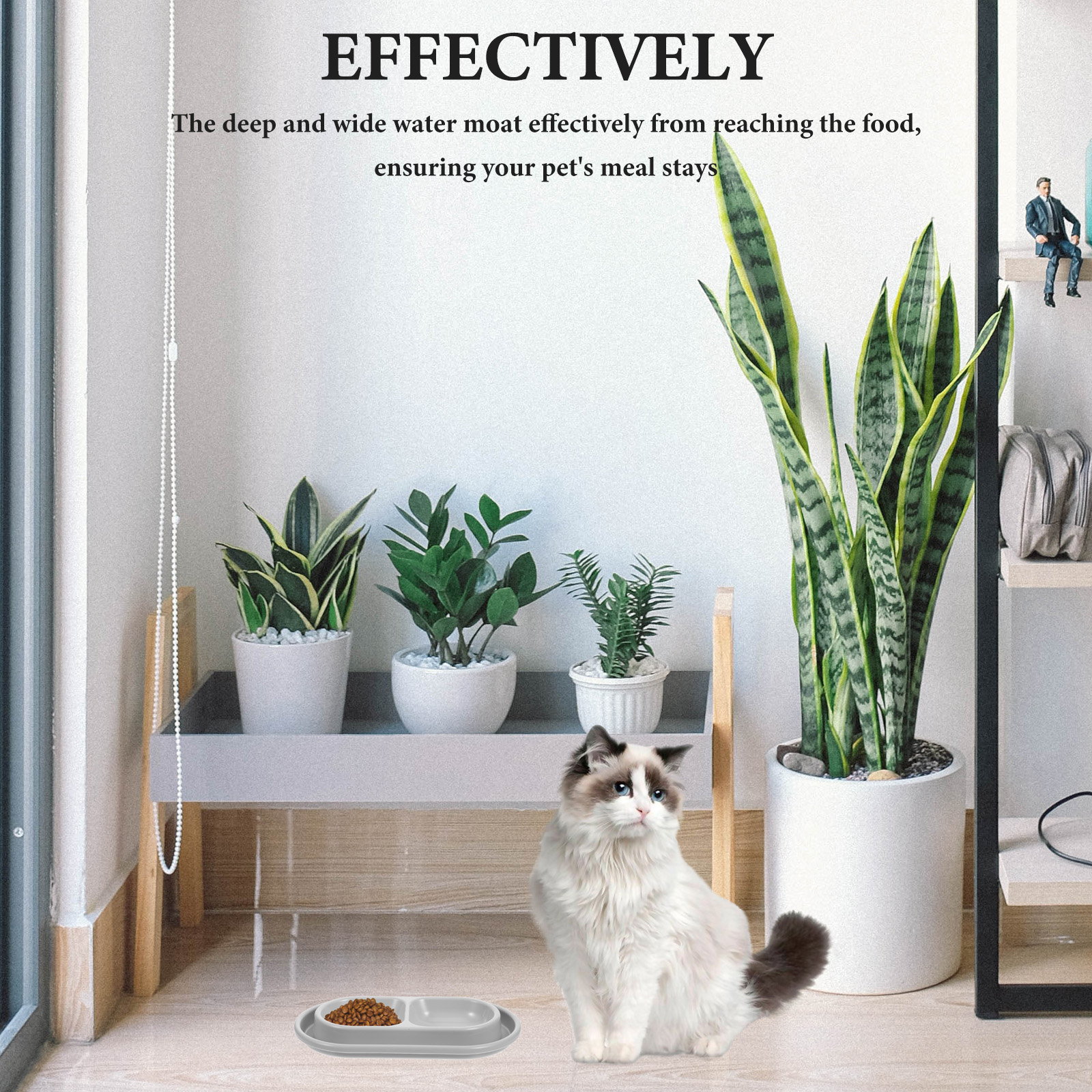 Anti-Ant Bowl for Pets Puppy Bowls Cat Dish Blue Dog Water No Spill Food Proof Outdoor Feeder