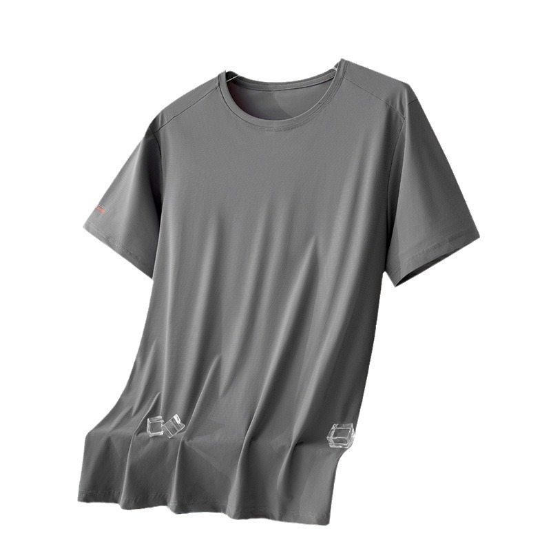 tracksuit Ice silk quick drying men's summer loose sports short top fiess running half sleeved elastic breathable T-shirt