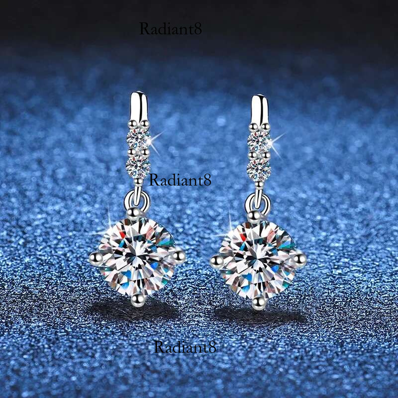 Solid 14K White Gold AU585 Platinum PT950 Earrings female moissanite tassel spirit earrings