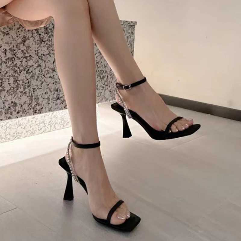Womens Sandals Summer New High-heeled Square Head Rhine Strap Sandals Casual Fi Comfortable N-slip SandalsXJ2500305