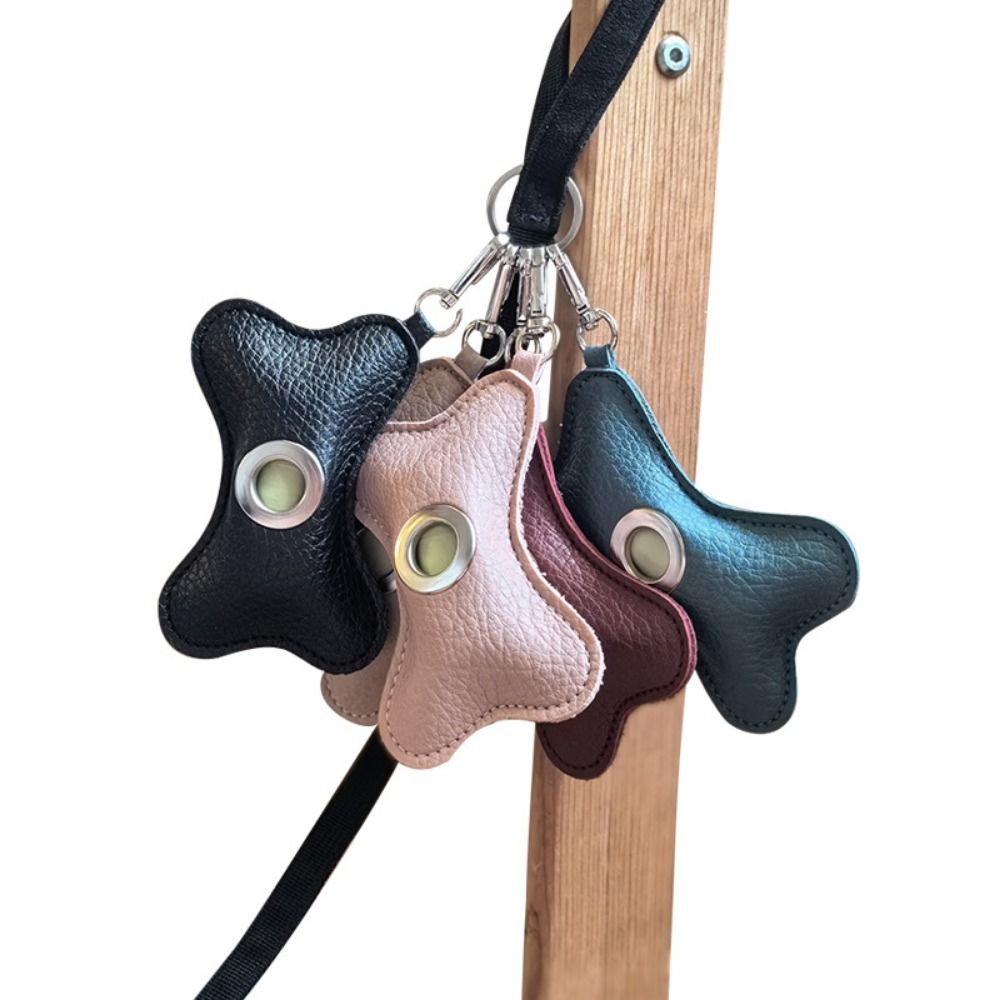 Creative Dog Poop Bag Dispenser Bone Shaped Zipper Closure Pet Poop Clean Bag Holder PU Leather Leakproof Pet Waste Bag Carrier