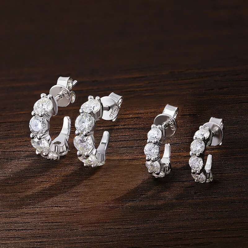 KNOBSPIN D VVS1 Moissanite Earring s Sterg Sier Plated White Gold Fine Jewelry with GRA Wedding Earrings for Women