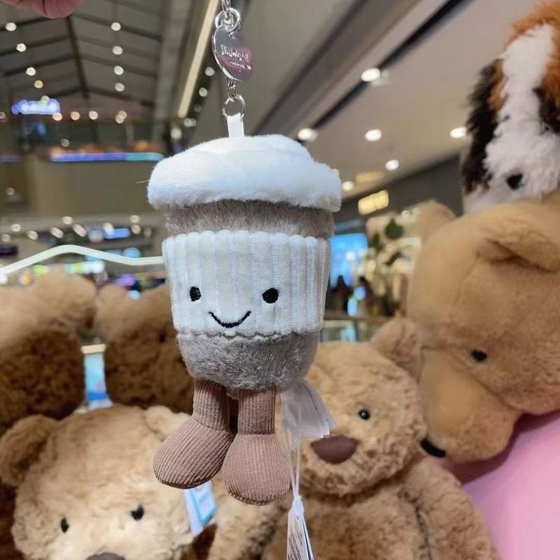 New Jelly Cat 15cm Fun Coffee Cup Super Cute Pendant Decoration Accompanying Cup Bag Hanging Decoration Keychain Cute Gift