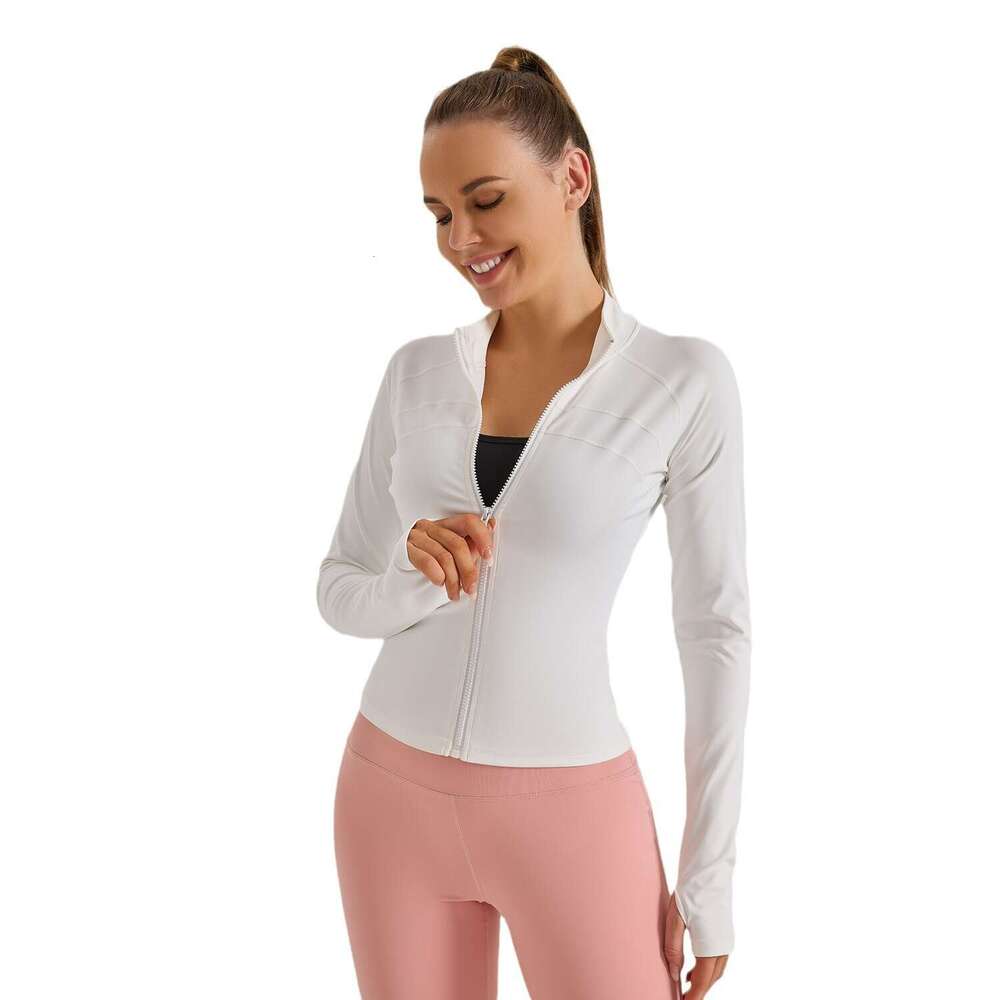 Zone Large Zipper Coat Elastic Tight Sports Top European Slim Fit Yoga Dress For Women KLMY