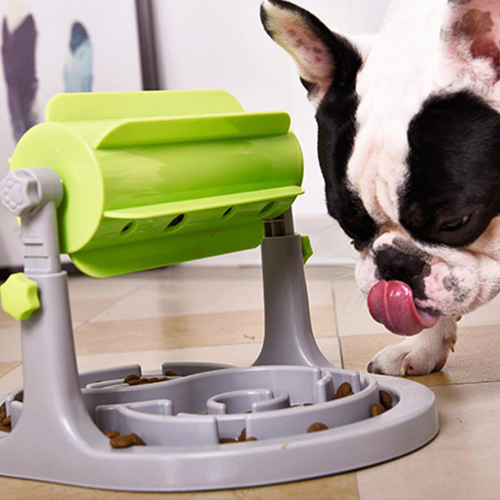 Interactive Dog Cat Food Puzzle Toy,Drum Dispenser,Slow Eating Feeding Bowl,Food Leaking Device,Brain Toy Feeder,Adjustable Tool