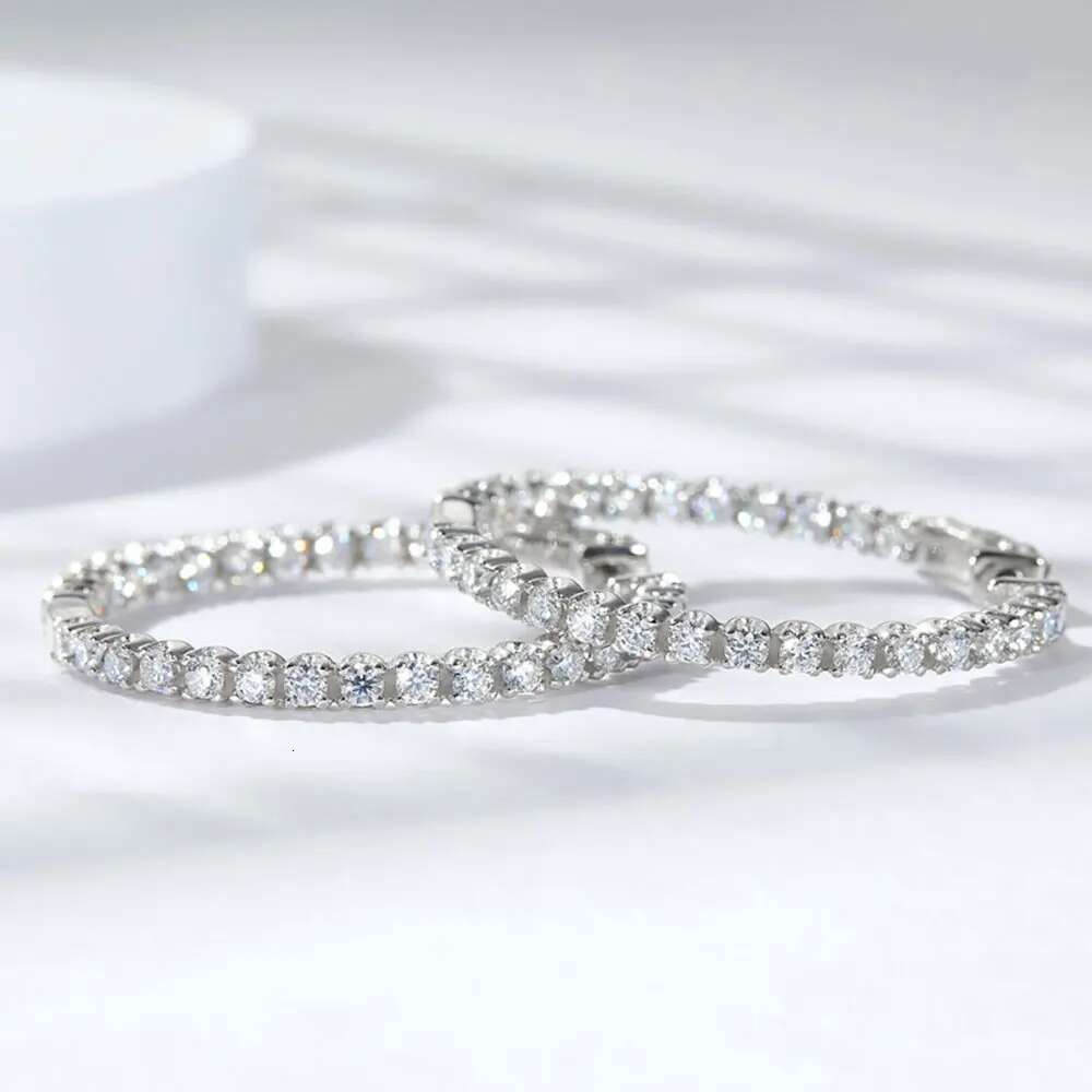 Hoop Moissanite Earrings for Women GRA Certified 2mm D VVS1 s Sterg Sier Plated White Gold Dia Wedding Earring