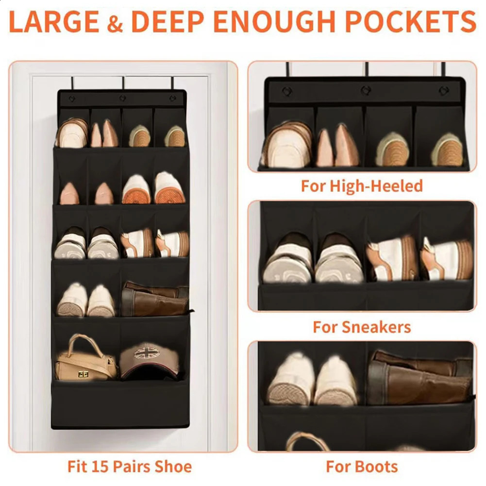 Ship from US Over the Door Shoe Organizer Holders 12 pairs large pocket shoe rack hanging with 250305FBB