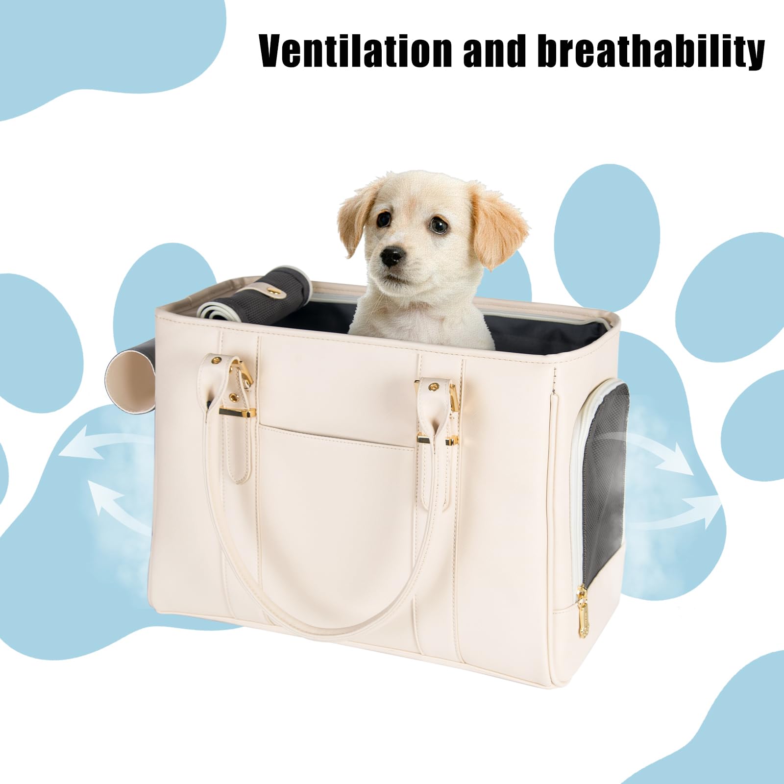 Fashion Pet Carrier Dog Purse Cat Bag Soft-Sided Carriers Travel Airline Approved, Stylish Leather Tote Handbag for Small Animal Puppy Kitten