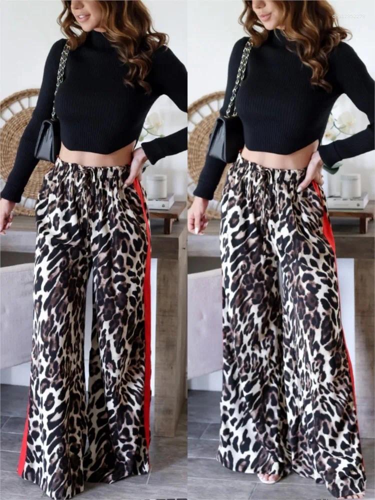 Women's Pants Fashion Leopard Print For Women Wide-leg Spring Summer Casual Loose Trousers Street Clothing 2025