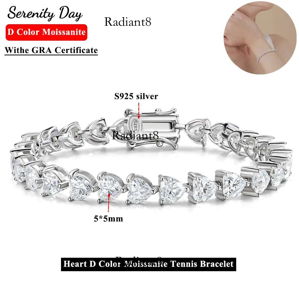 Serenity D Color Heart Cut Moissanite Tennis For Women Man S Sterg Sier Sparkg Hand Chain Couples Bracelet