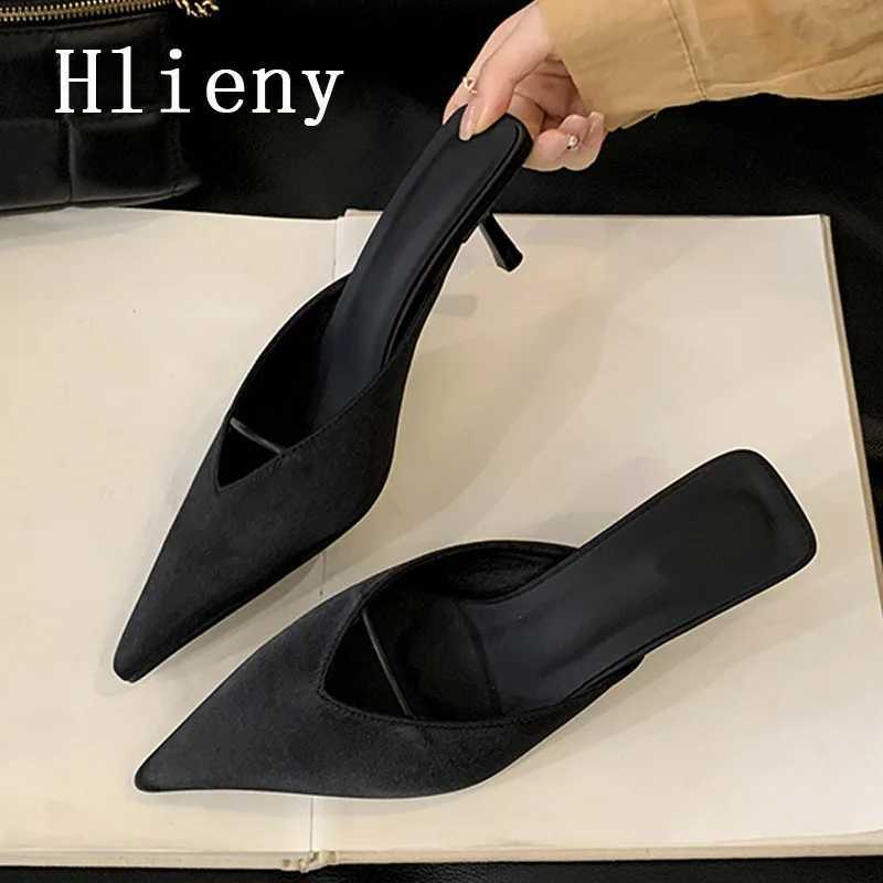 Hlieny Cozy white leather dot toe designer thin H Mes slider suitable for shoe pumps temperature slings and sandals slider Y250304